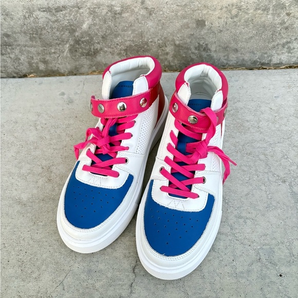 Rebecca Minkoff Blue, White & Pink High-Top Sneakers Size 10 NWOT - Picture 4 of 6